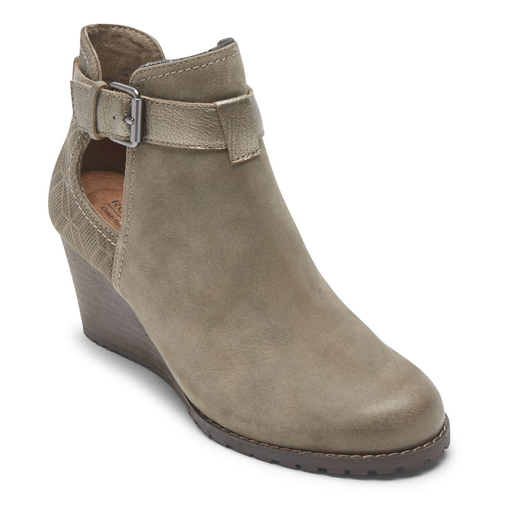 Rockport Singapore Womens Booties - Cobb Hill Lucinda Open Grey - GR7264351